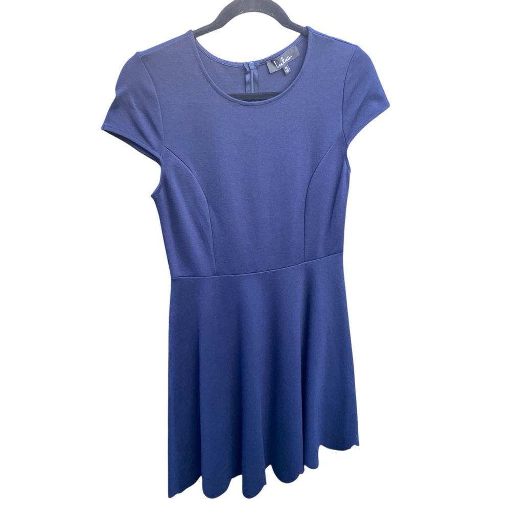 Lulu’s Womens Chic Indigo Navy Cap Sleeve Mini Dress, Size Med Officecore Casual - Picture 4 of 6